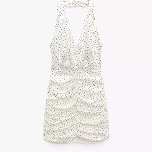 Zara White Polka Dot Halter Dress Never worn Size Small